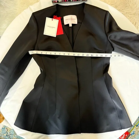NWT Carolina Herrera Black Snap Blazer Raw Edge Sz 8 - Picture 10 of 16